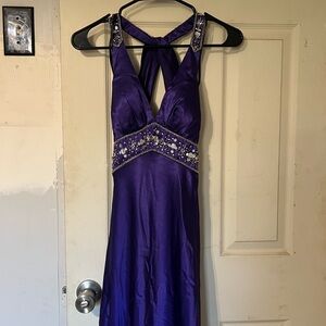 Dave & Johnny Royal Purple Embellished Prom Dress